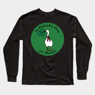 Gaming Goose with Shamrock St Patricks Day Long Sleeve T-Shirt